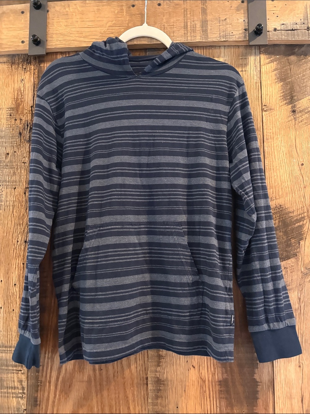 O'Neill Striped Navy & Slate Hooded Long-Sleeve Pullover